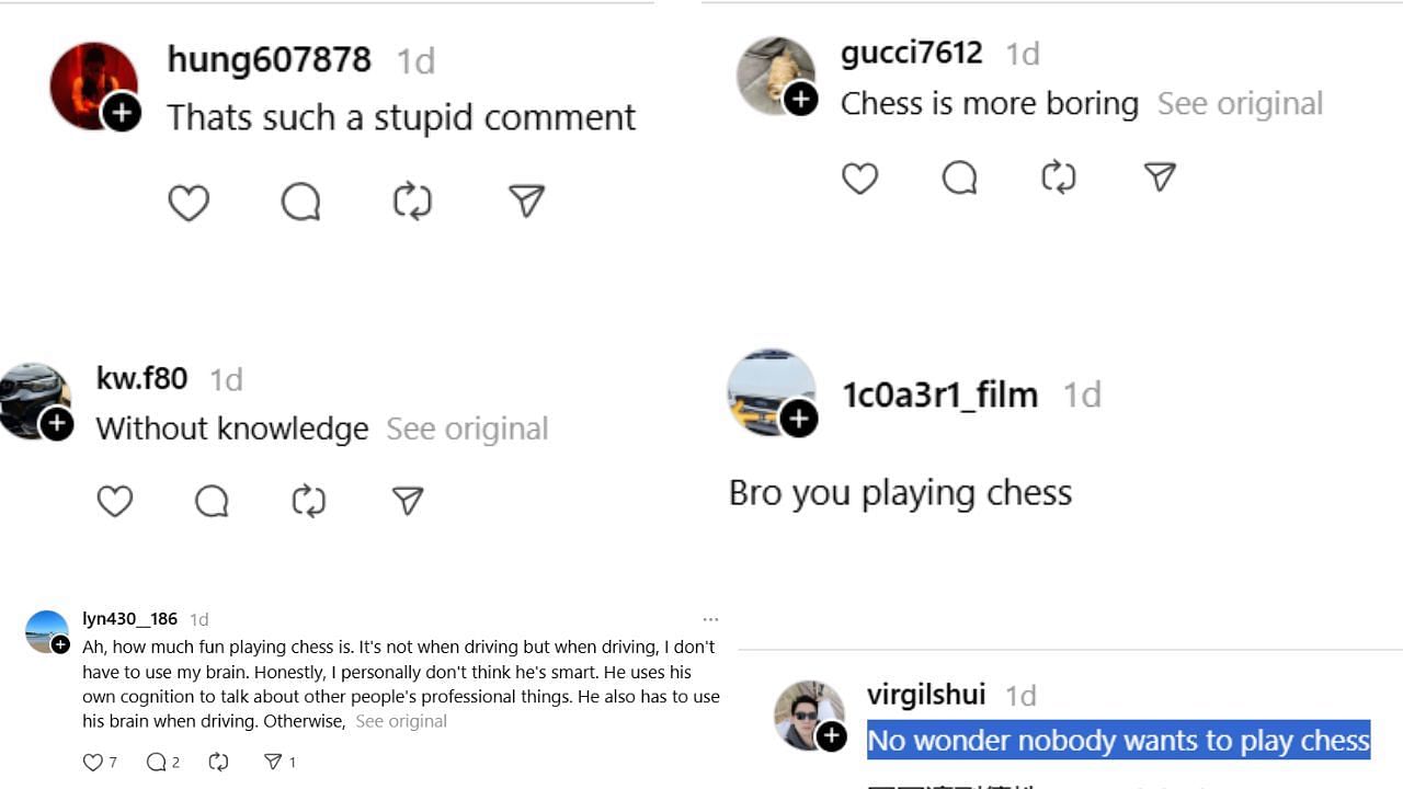Snapshot of reaction on Magnus Carlsen's comments. Credits-Threads